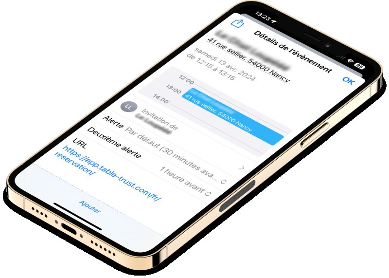 Agenda des réservations d'un restaurant sur mobile avec les créneaux du service